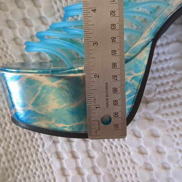 Dolls Kill Club EXX Wet Hot Summer Platform Heels Size 9 M Blue‎ Festival Party - Picture 10 of 10